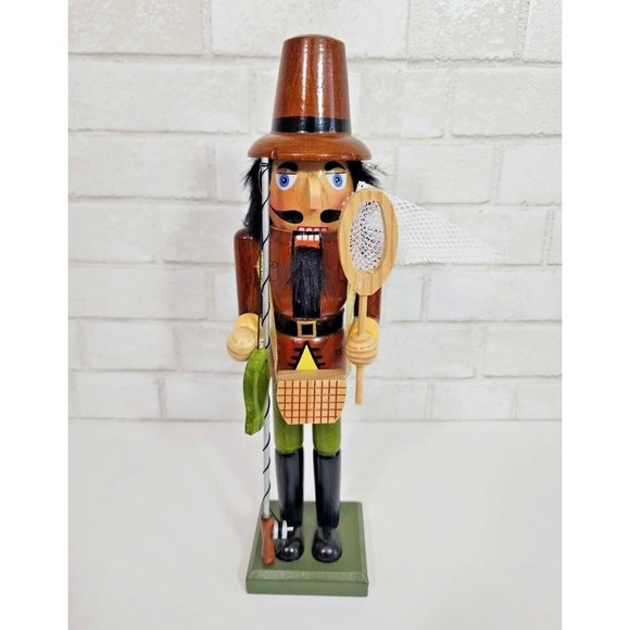 Unbranded Holiday New Fly Fisherman Nutcracker Wooden Fly Fishing